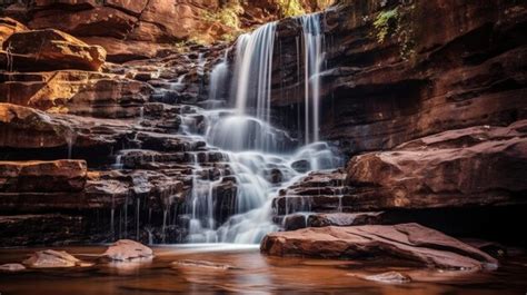 Premium AI Image | Serene Waterfall Cascading Over Rocks in Forest