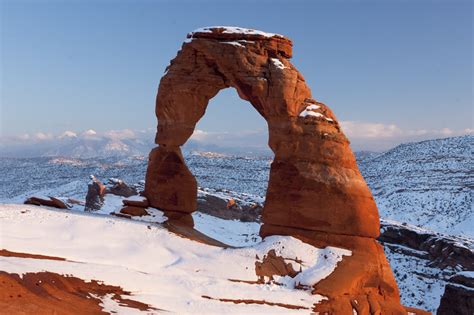 Winter Delicate Arch | Snow-covered Delicate Arch at sunset … | Flickr