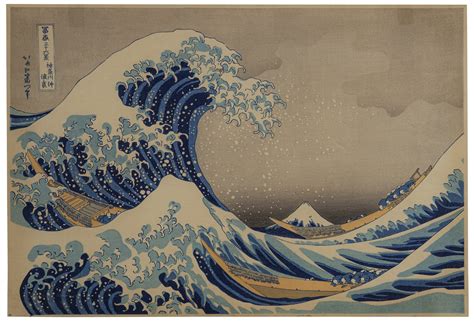 An Antique Japanese Woodblock Print Hokusai The Great Wave Off Kanagawa ...