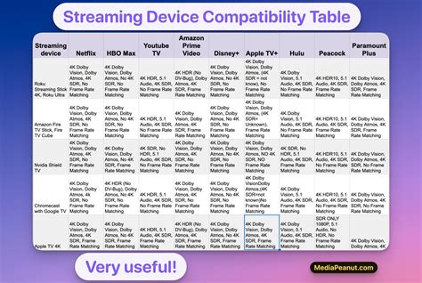 Streaming Devices (Comparison Charts & Tables) Visual Guide 2024