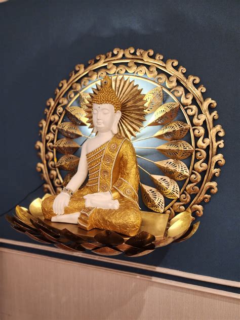 Golden Metal Wall Art With Buddha - Home Sajawat