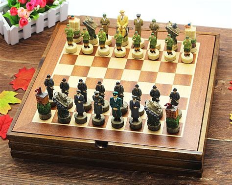 Chess Set World War 2 Wooden Board Collectors Unique Gift - Free Shipping