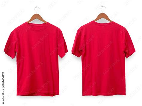 Red t-shirt mock up, front and back view, isolated. Plain red shirt ...