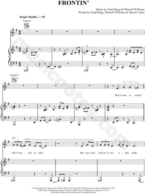 Jamie Cullum "Frontin'" Sheet Music in G Major - Download & Print - SKU: MN0049240