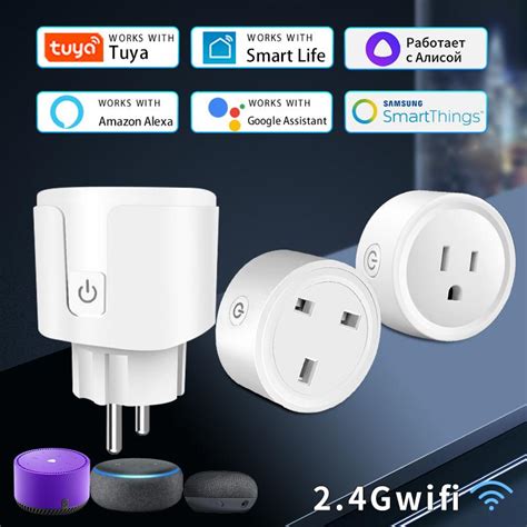 Buy Tuya Wifi Smart Socket Alexa EU UK US Smart Plug Electrical Outlets 16A 15A 10A Single ...