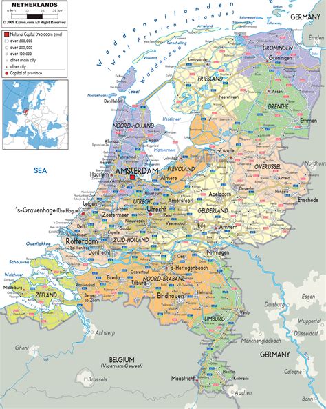 Maps of Holland | Detailed map of Holland in English | Tourist map of the Netherlands | Road map ...