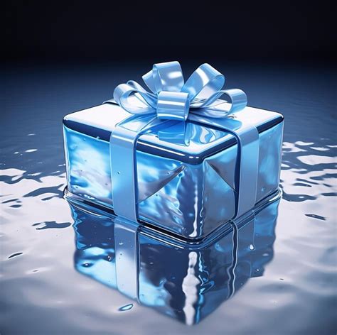 Premium Photo | A blue gift box with a white bow on it