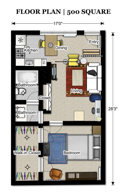 Floor Plans 500 Sq Ft Studio Apartment Layout - Fitzgerald Constance