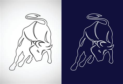 Line art bull logo, Bull logo design vector template, 18928267 Vector ...