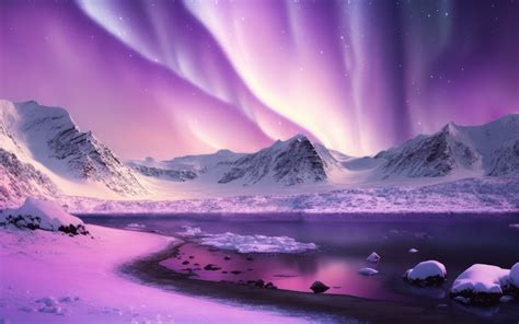 Download wallpaper 1680x1050 pink-purple sky, glacier, lake, northern lights, art, 16:10 ...