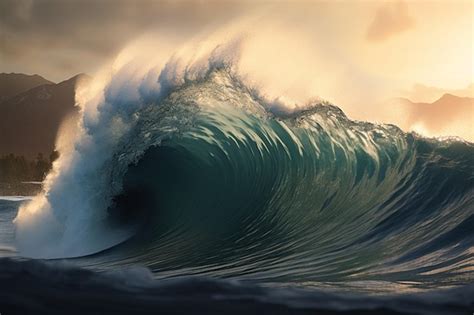 Premium AI Image | A wave is about to crest in the ocean.