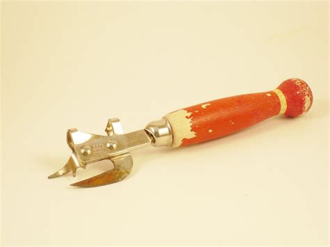 A & J Bottle/Can Opener Red Painted Wooden Handle, Collectible, Kitchen Gadget, 1950s Vintage ...