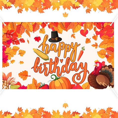 Amazon.com: Thanksgiving Birthday Party Decorations Happy Thanksgiving Birthday Banner Fall ...