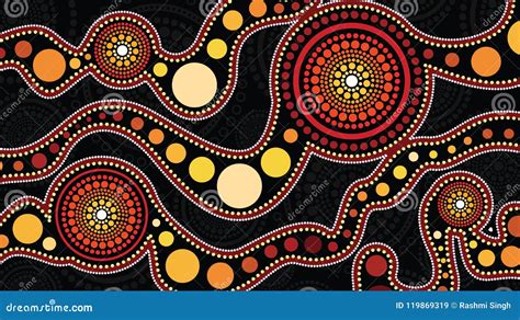 Aboriginal Art Background With Kangaroo. Based On Aboriginal Style Of Vector Painting ...