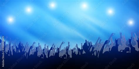 Concert Crowd Party Hand and Music Festival Abstract on Light Blue Background Stock Illustration ...