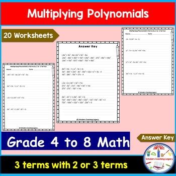 Multiplying the Polynomials (3 terms by 2 or 3 terms) Worksheet Math Problems