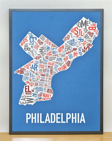 Philadelphia Neighborhood Map Poster or Print, Original Artist of Type City Maps, Philadelphia ...