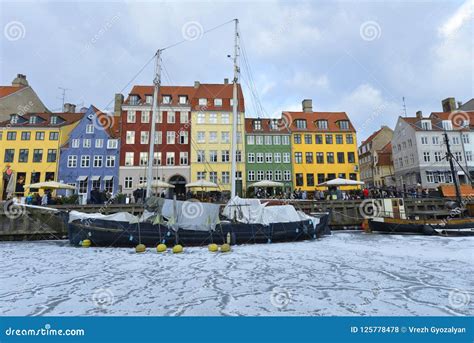 Colored Facades of Nyhavn in Copenhagen in Winter Editorial Stock Photo ...