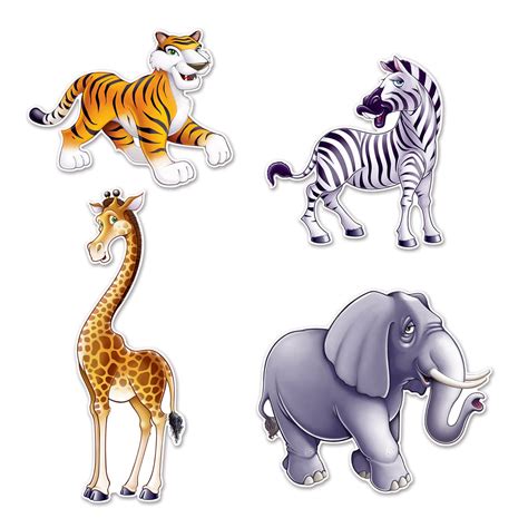 Jungle Animal Cardboard Cutouts 4pk | Party Savers