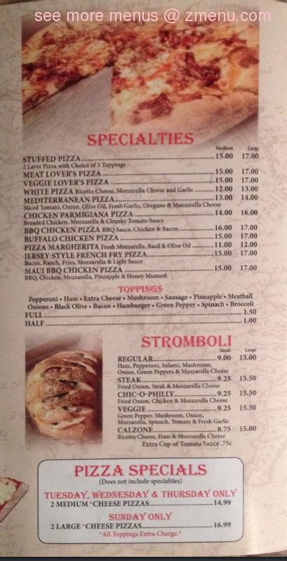 Menu at Paesano's Pizza pizzeria, Jacobus, 35 N Main St f