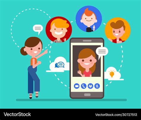 Group friends chatting online video call Vector Image