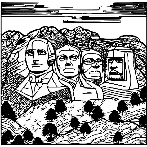 Mount Rushmore Coloring Page · Creative Fabrica