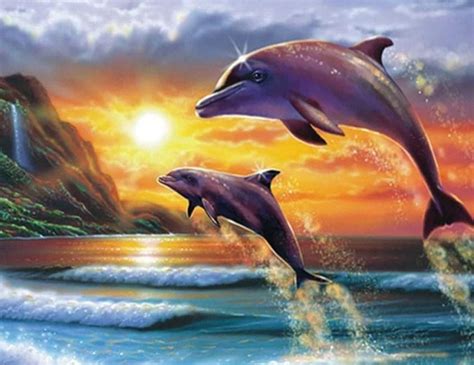 Animals Fish Dolphins Diamond Art Kit - Beautiful Cheap Diamond ...