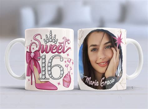 Editable Template Sweet 16 Silver With Photo New for 11 Oz Cups - Etsy
