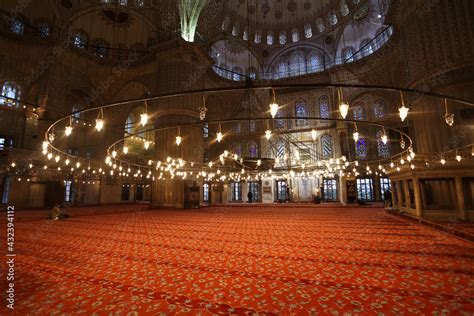 Beautiful interior of The Blue Mosque also known as Sultan Ahmed Mosque in Istanbul, Turkey ...