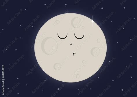 Luna cartoon. Luna dibujo animado. Luna llena. Luna dormida. vector de ...