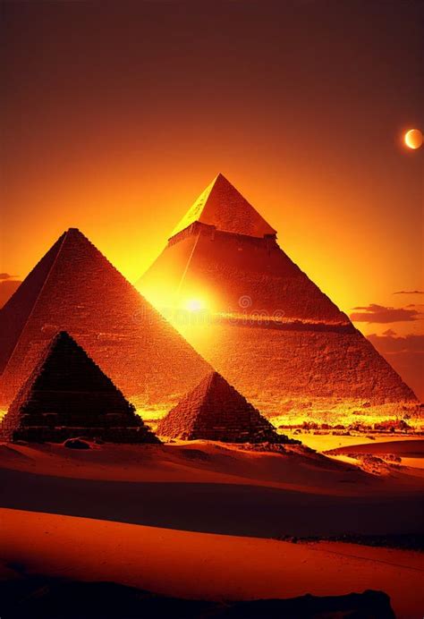 Sunset Over the Pyramids of Giza. AI Generated. Stock Image - Image of high, pyramid: 268099031