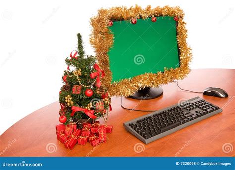 Office Desk With Christmas Decoration Royalty Free Stock Photos - Image ...