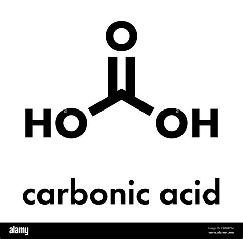 Molécula de ácido carbónico. Se forma cuando el dióxido de carbono se ...