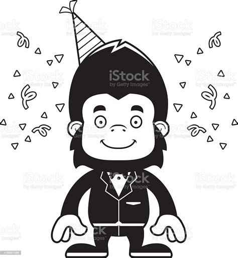 Cartoon Smiling Party Gorilla Stock Illustration - Download Image Now - 2015, Animal, Ape - iStock