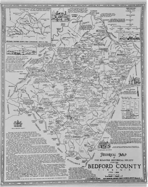 1750-1865 Historical Map of Bedford County 25x30in - Bedford Museum & Genealogical Library