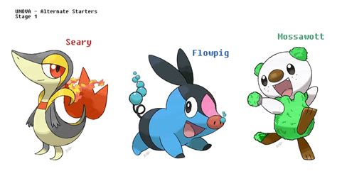 Altered Unova Starters by redballbomb on DeviantArt