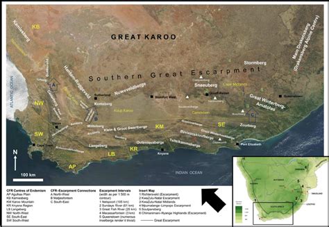 The southern Great Escarpment and Cape Floristic Region indicating... | Download Scientific Diagram