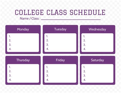 White Minimalist Texture College Class Schedule Template - Venngage