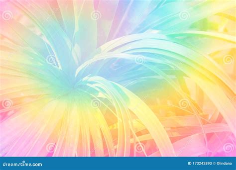 Tropical Nature Summer Background Rainforest Exotic Plants in Neon Pastel Rainbow Colors Stock ...