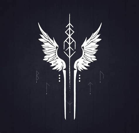 two white wings and arrows on a black background