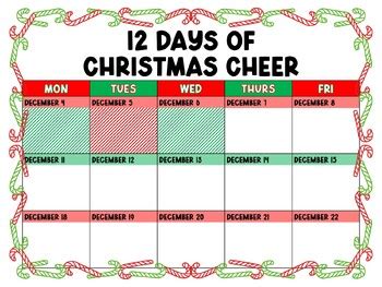 12 Days of Christmas Cheer Calendar by Beck Yeah | TPT