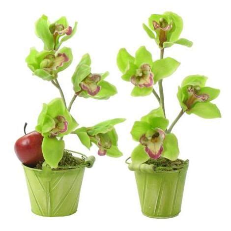 Artificial Composition 2 cymbidium orchid pots 32cm | Artificial flowers and plants, Orchid pot ...