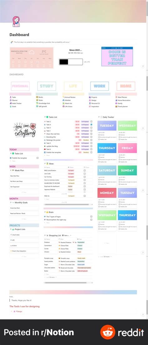 FREE My Pretty Dashboard - Multiple templates inside : Notion | Notions ...