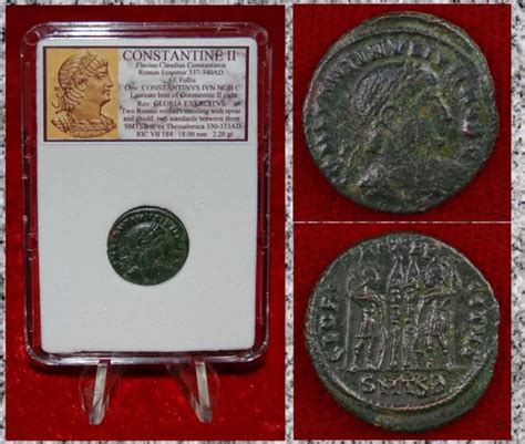 ANCIENT ROMAN EMPIRE Coin CONSTANTINE II Two Roman Soldiers ...
