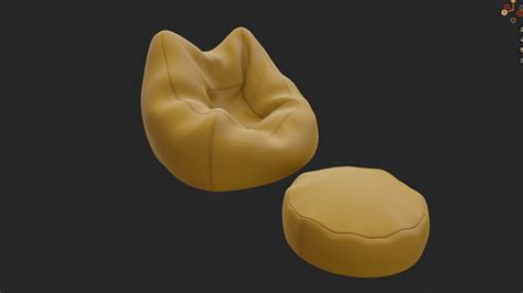 3D model Bean bag chair ottoman pouf gaming gamer 3d model set 2 VR / AR / low-poly | CGTrader