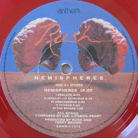 Rush – Hemispheres - 1978 RED VINYL – Vinyl Pursuit Inc