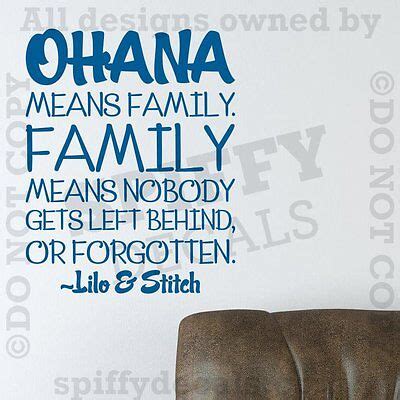 OHANA MEANS FAMILY LILO AND STITCH DISNEY Quote Vinyl Wall Decal Decor ...