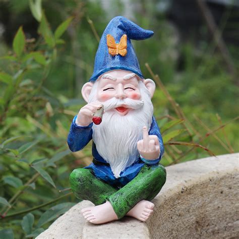 Ebros Rude Garden Greeter Go Away! Gnome Dwarf With Squirrel Flipping The Bird Not Welcome ...