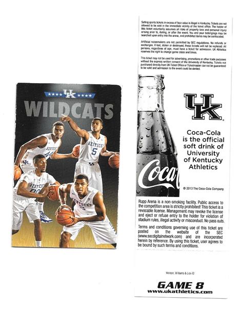 Kentucky Wildcats Basketball Ticket 500th Win In Rupp Arena 4 Pocket ...