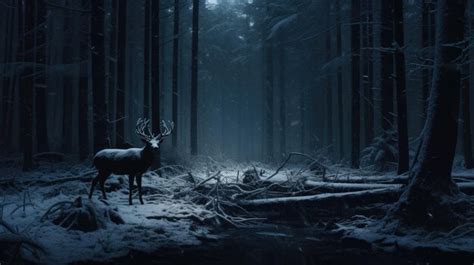 Premium AI Image | A photo of a snowy forest deer grazing